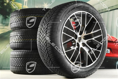 20" Macan S Winterräder Satz, Felgen 7,5J x 20 ET32 + 10J x 20 ET49 + NEUE Goodyear Winterreifen 235/55 R20 + 285/45 R20, in Schwarz Hochglanz