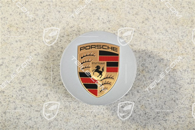 Hub cap, concave, colour emblem, bright chrome