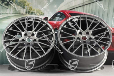 21" Felgensatz Cayenne RS Spyder, 11J x 21 ET58 + 9,5J x 21 ET46, Platinum Seidenmatt