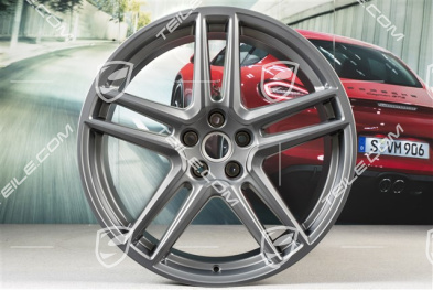20-inch wheel rim set "Macan Turbo", 9J x 20 ET26 + 10J x 20 ET19, BORBET, platinum satin matt