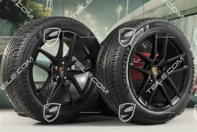 20" "Macan S" Winterräder Satz, Felgen 9J x 20 ET26 + 10J x 20 ET19, Michelin Winterreifen 265/45 R 20 + 295/40 R 20, schwarz seidenmatt, mit RDK-Sensoren