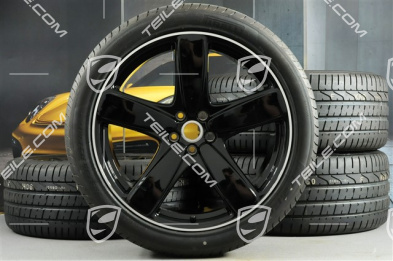 21-inch "Sport Classic" black (high gloss) summer wheels set, rims 9J x 21 ET26 + 10J x 21 ET19, Pirelli PZero summer tyres 265/40 R 21 + 295/35 R 21, with TPMS