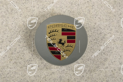 Hub cap, concave, crest coloured, Platinum Silver Metallic