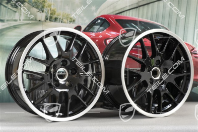 20" Komplet felg RS Spyder, 9,5J x 20 ET65 + 10,5J x 20 ET65, przeznaczone do opon zimowych, czarny wysoki połysk + srebrny rant