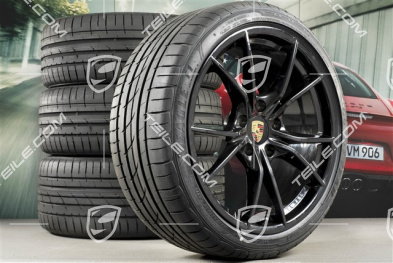 20" Carrera S IV summer wheel set, rims 8J x 20 ET57 + 10J x 20 ET45, GoodYear summer tires 235/35 ZR20 + 265/35 ZR20, black high gloss, with TPMS