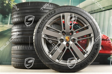 20" Panamera Design 2 Sommerräder, Felgen 9,5J x 20 ET71 + 11,5J x 20 ET68 + Michelin Sommerreifen 275/40 ZR20 + 315/35 ZR20, mit RDK-Sensoren, Platinum Seidenmatt