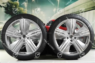 22" koła zimowe Macan Exclusive Design, felgi 9J x 22 ET29 + 11J x 22 ET47 + opony zimowe Continental 255/40 R22 + 295/35 R22, srebrna platyna