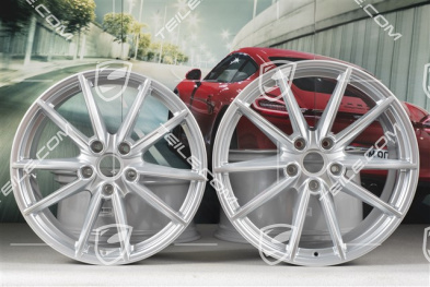 20+21" Komplet felg Carrera S, felgi: przednie 8,5J x 20 ET53 + tylne 11,5J x 21 ET67, srebrny brylantowy chrom