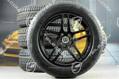 18-inch "Macan S" Winter wheel set, rims 8J x 18 ET21 + 9J x 18 ET21 + NEW winter tyres Continental ContiWinterContact 235/60 ZR 18 + 255/55 ZR 18, with TPMS, black high gloss