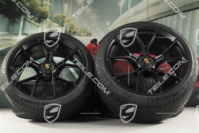 20"+21" koła zimowe GT3 / GT3RS, komplet, felgi montowane centralnie 9J x 20 ET43 + 11,5J x 21 ET46 + opony zimowe Michelin Pilot Alpin 5 245/35 R20 + 305/30 R21, czarny satynowy mat