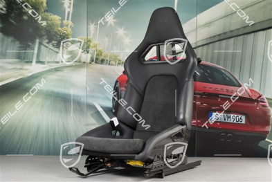 Bucket seat, collapsible, heating, logo GTS, leather/Alcantara, black, L