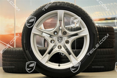 18" Komplet kół zimowych Cayman S II, przednie felgi 8J x 18 ET57 + tylne 9J x 18 ET43 + NOWE opony zimowe 235/40 ZR18 + 255/40 ZR18