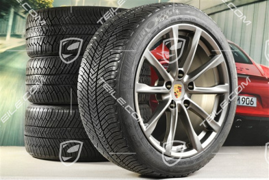 19" Boxster S koła zimowe komplet, felgi 8J x 19 ET57 + 10J x 19 ET45, opony zimowe Michelin Pilot Alpin 4: 235/40 R19 + 265/40 R19, Platinum satynowy mat