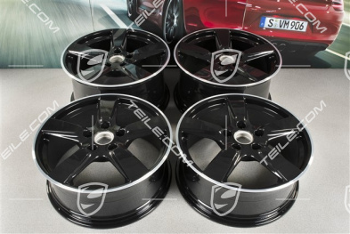 19-inch Cayman S wheel set, 8J x 19 x ET 57 + 9,5J x 19 x ET 45, wheel spokes in black