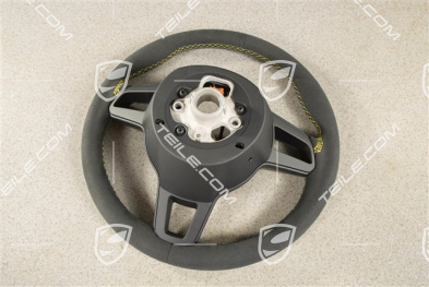Kierownica sportowa GT, Alcantara, czarna/speed yellow
