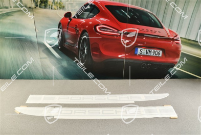 Seitlicher Dekorschriftzug „PORSCHE“, in Silber