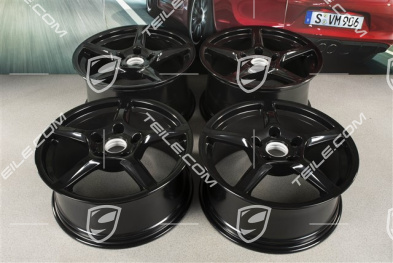 18-inch wheel rim set Boxster IV, 8J x 18 ET57 + 9,5J x 18 ET49, black high gloss
