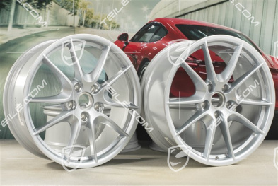 20-inch wheel rim set Carrera S III, 8J x 20 ET57 + 9,5J x 20 ET45, wheel spokes painted Rhodium Silver Metallic