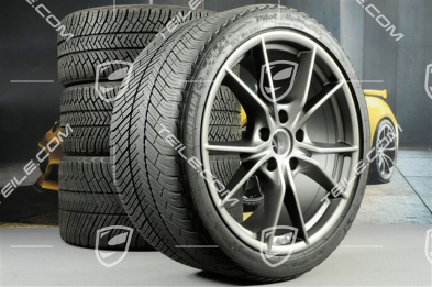 20-inch winter wheels set Carrera S (IV), rims 8,5J x 20 ET49 + 11J x 20 ET78 + Michelin Pilot Alpin PA4 N1 winter tyres 245/35 R20 + 295/30 R20, in platinum