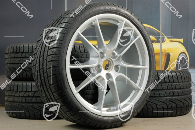20" Carrera S (III) Winterräder Satz, 8,5J x 20 ET51 + 11J x 20 ET70 + NEUE Pirelli Winterreifen 245/35 ZR20 + 295/30 ZR20, mit RDK-Sensoren