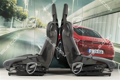 Bucket seats GT3RS / GT2RS, Carbon, leather+Pepita, black, set, L+R
