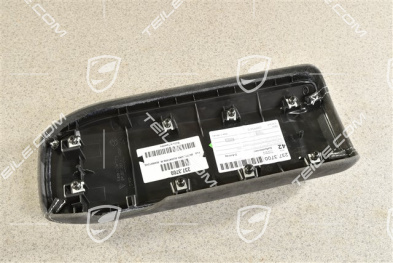 Armlehne/ Mittelkonsole, Deckel / Blende, Alcantara mit geprägtem „PORSCHE“ Schriftzug, Schwarz
