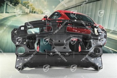 Podstawa napędu tylnego spoilera z czerwonymi siłownikami systemu DRS, GT3 RS