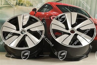 19-inch Taycan S wheel rim set, 8J x 19 ET50 + 10J x 19 ET47, black high gloss + glossy Surface