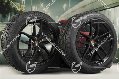 20" "Macan S" Winterräder Satz, Felgen 9J x 20 ET26 + 10J x 20 ET19, Pirelli Winterreifen 265/45 R 20 + 295/40 R 20, schwarz seidenmatt, mit RDK-Sensoren
