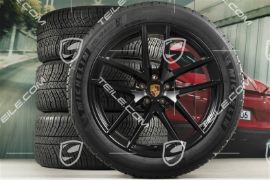 20" "Macan S" Winterräder Satz, Felgen 9J x 20 ET26 + 10J x 20 ET19, Michelin Winterreifen 265/45 R 20 + 295/40 R 20, schwarz seidenmatt, mit RDK-Sensoren