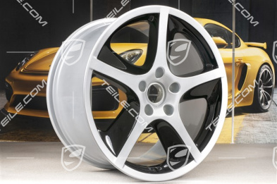 20-inch Cayenne SportTechno wheel set, front 9-inch + rear 10-inch, silver + black high gloss