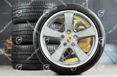 20" Sport Classic komplet kół letnich, GT-Silber metalik, felgi 9,5J x 20 ET65 + 11,5 x 20 ET63 + NOWE opony letnie 255/40 ZR20 + 295/35 ZR20, z czujn.ciśnienia