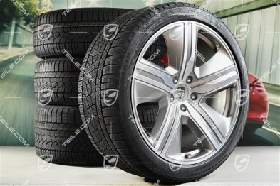 22" koła zimowe Macan Exclusive Design, felgi 9J x 22 ET29 + 11J x 22 ET47 + opony zimowe Continental 255/40 R22 + 295/35 R22, srebrna platyna
