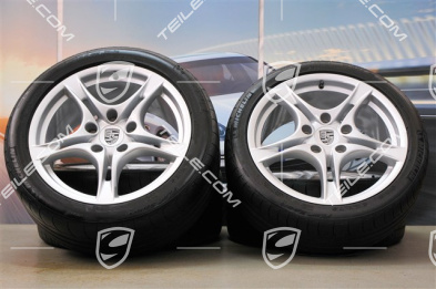 18-inch summer wheels set Cayman S II, rims 8J x 18 ET57 + 9J x 18 ET43 + NEW summer tyres 235/40 R18 + 265/40 R18, without TPM