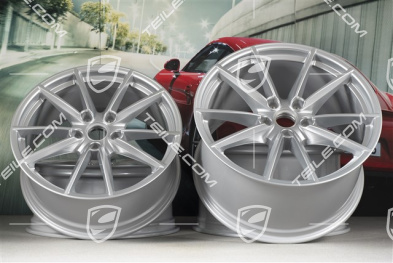 20+21" Komplet felg Carrera S, felgi: przednie 8,5J x 20 ET53 + tylne 11,5J x 21 ET67, srebrny brylantowy chrom