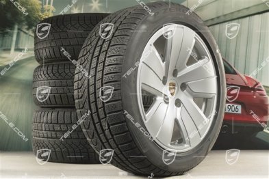 19" koła zimowe Taycan S, komplet, felgi 8J x 19 ET50 + 10J x 19 ET47 + NOWE opony zimowe Pirelli 225/55 R19 + 275/45 R19