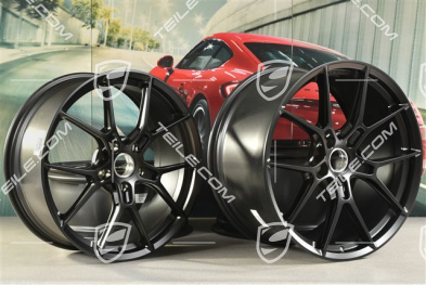 20"+21" 911 Carrera Leichtbauradsatz, Felgen 8,5J x 20 ET50 + 11,5J x 21 ET67, ohne Reifen, Schwarz Seidenmatt