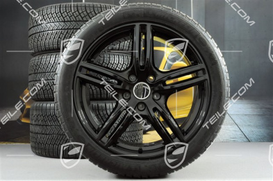 20" Winterräder Satz "Panamera Turbo", Felgen 9,5 J x 20 ET71 + 10,5 J x 20 ET71 + NEUE Michelin Pilot Alpin 4 Winterreifen 275/40 R20 + 315/35 R20, schwarz hochglanz