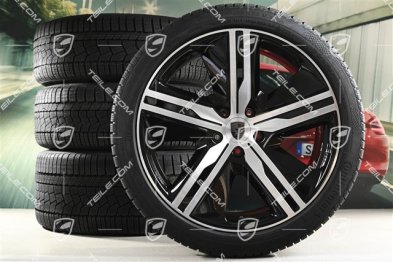 22-inch Macan Exclusive Design winter wheel set, rims 9J x 22 ET29 + 11J x 22 ET47 + Continental winter tyres 255/40 R22 + 295/35 R22, black high gloss