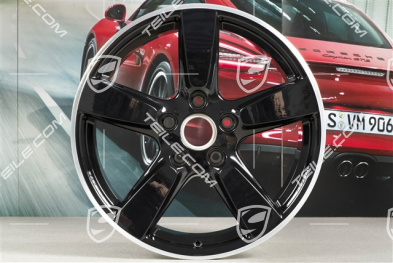 19-inch Cayman S wheel set, 8J x 19 x ET 57 + 9,5J x 19 x ET 45, wheel spokes in black