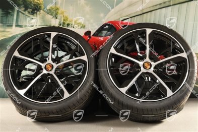 21" Koła letnie Cross Turismo Design, felgi 9,5J x 21 ET60 + 11,5J x 21 ET66 + NOWE opony letnie Goodyear 265/35 R21 + 305/30 R21, czarne, wysoki połysk