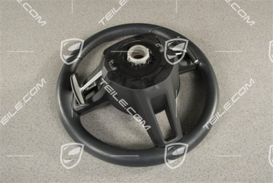 PDK, Multifunction steering wheel, 3-spoke, Leather Graphite Blue