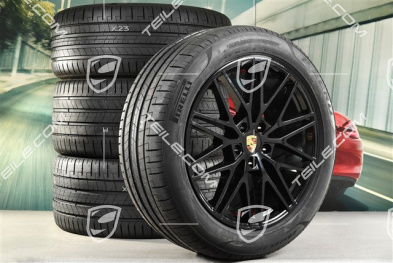 21-inch Cayenne Coupe RS Spyder Design summer wheel set, rims 9,5J x 21 ET46 + 11,0J x 21 ET49 + Pirelli P Zero summer tyres 285/45 R21 + 315/40 R21, with TPMS, black high gloss