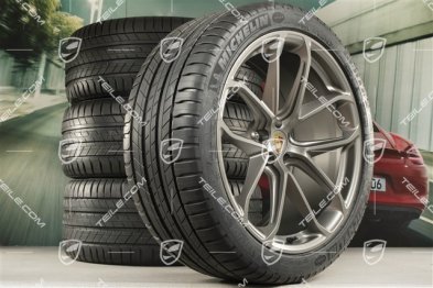 21" GT Design Sommerräder, Felgen 9,5J x 21 ET27 + 10J x 21 ET19 + NEUE Michelin Sommerreifen 265/40 R21 + 295/35 R21, platinum seidenmatt, mit RDK-Sensoren