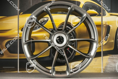 20"+ 21" GT3RS Felgensatz, mit GT3RS Schriftzug, 9,5J x 20 ET50 + 12,5J x 21 ET48, Platinum Seidenmatt