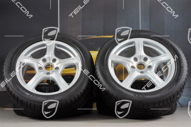 18" Komplet kół zimowych Panamera, 8J x 18 ET 59 + 9J x 18 ET 53 + NOWE opony zimowe Nokian 245/50 R18 + 275/45 R18, DOT/rok prod. 2013