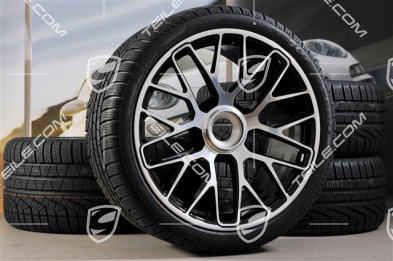 GT3 20" koła zimowe, komplet, "Turbo S" centralne mocowanie, 9J x 20 ET51 + 11J x 20 ET59 + opony zimowe Michelin 245/35 R20+295/30 R20, czujniki RDK