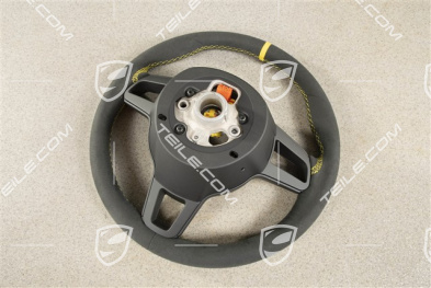 Kierownica sportowa GT, Alcantara, czarna/speed yellow, Pasek Speed yellow na godz. 12