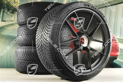 20"+21" Carrera GTS Winterrädersatz mit Zentralverschluss, Felgen 8,5J x 20 ET50 + 11J x 21 ET82 + NEUE Michelin Winterreifen 245/35 R20 + 305/30 R21, mit RDK-Sensoren, Antrazitgrau