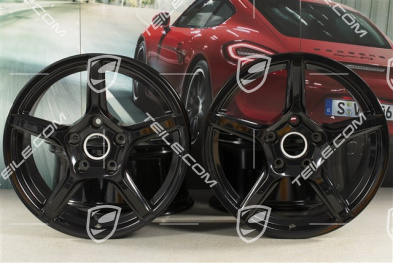 18-inch wheel rim set "Boxster", 8J x 18 ET57 + 9J x 18 ET47, black high gloss